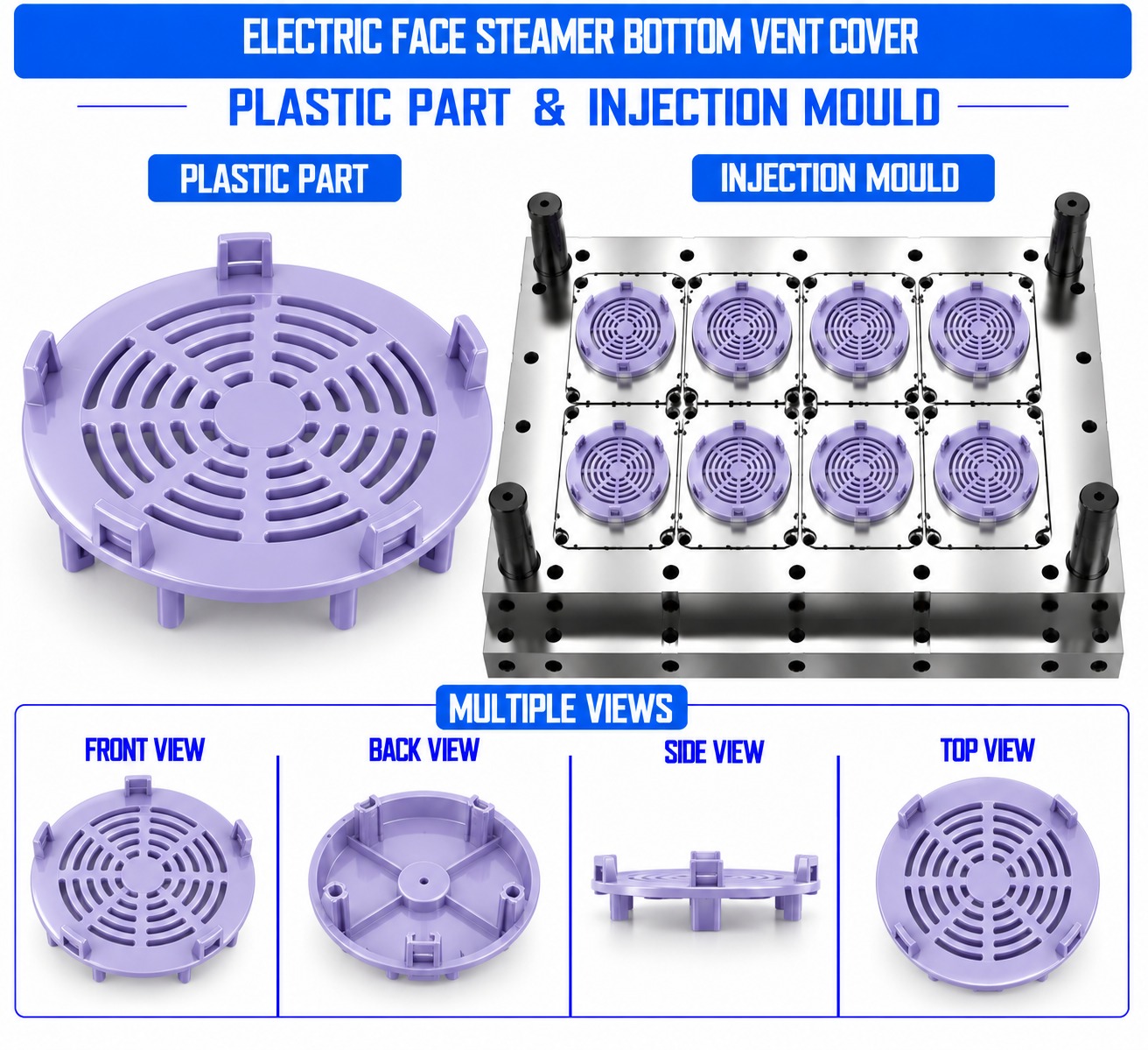 Electric Face Steamer Plastic Bottom Vent Cover Mould and Moulding Service